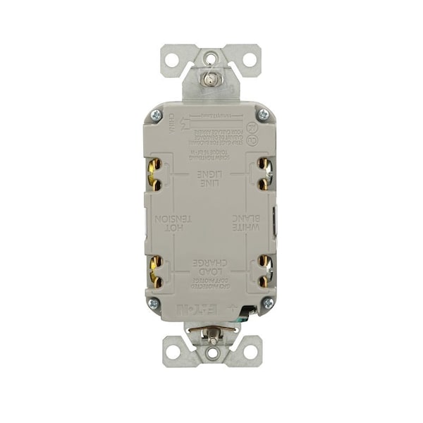 Receptáculo GFCI resistente a la manipulación Eaton-WP, 125 V, 15 A, NEMA 5-15R, cableado trasero y lateral, blanco - TRGF15W