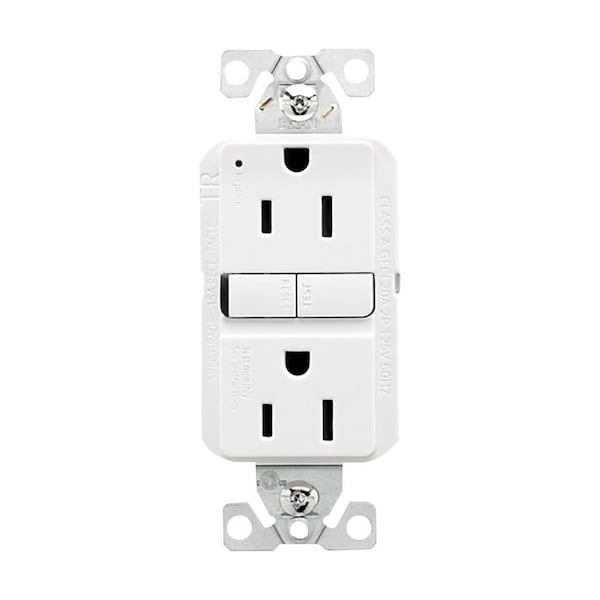 Receptáculo GFCI resistente a la manipulación Eaton-WP, 125 V, 15 A, NEMA 5-15R, cableado trasero y lateral, blanco - TRGF15W
