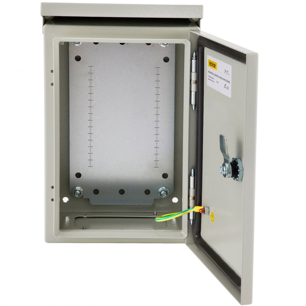 VEVOR Electrical Enclosure, 12x8x8in, Tested to UL Standards NEMA 4 Outdoor Enclosure, IP65 Waterproof & Dustproof Cold-Rolled Carbon Steel Hinged Junction Box for Outdoor Indoor Use, with Rain Hood - TUL30X20X20CMZ25WV0