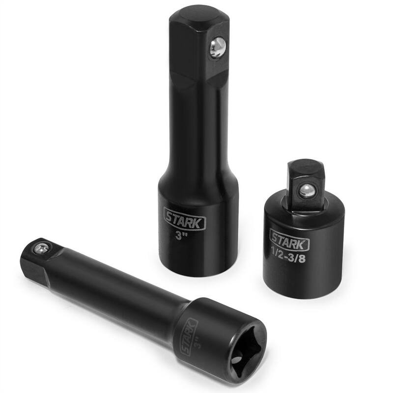 Juego de tubos de impacto combinados SAE y métricos de 3/8 y 1/2 pulgadas Stark, con estuche de transporte (38 piezas) - 35700