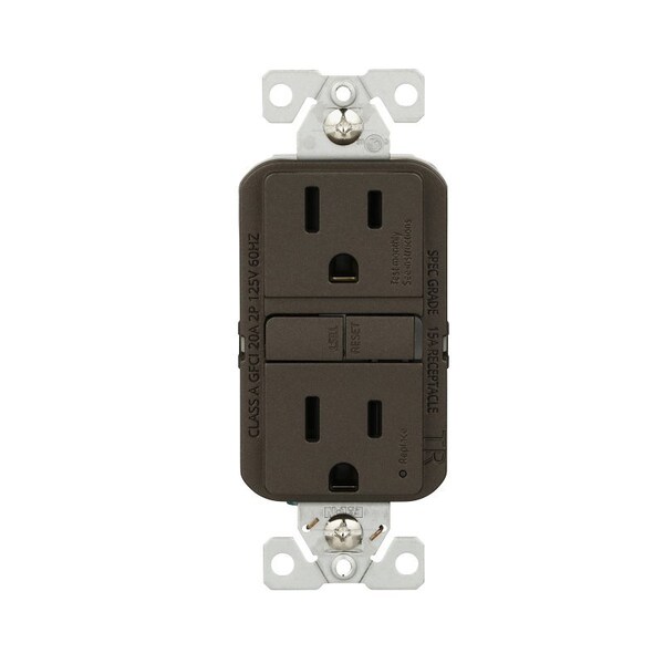 Receptáculo GFCI resistente a manipulaciones Eaton, 125 V, 15 A, NEMA: NEMA 5-15R, cableado trasero y lateral - TRGF15RB-BX-L