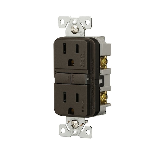 Receptáculo GFCI resistente a manipulaciones Eaton, 125 V, 15 A, NEMA: NEMA 5-15R, cableado trasero y lateral - TRGF15RB-BX-L