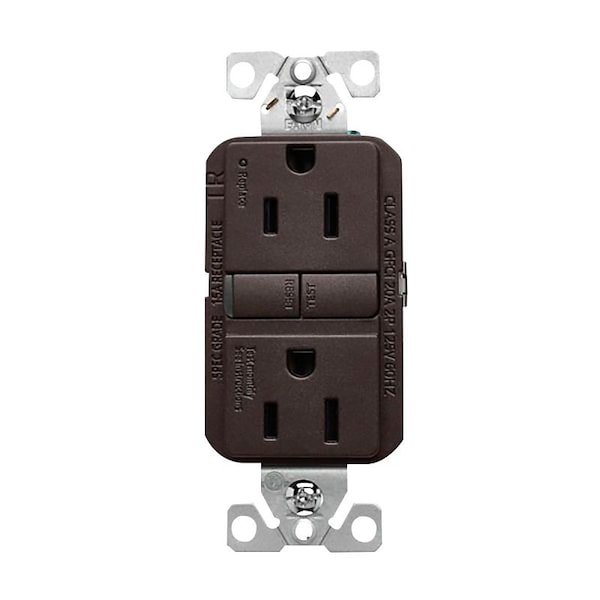 Receptáculo GFCI resistente a manipulaciones Eaton, 125 V, 15 A, NEMA: NEMA 5-15R, cableado trasero y lateral - TRGF15RB-BX-L