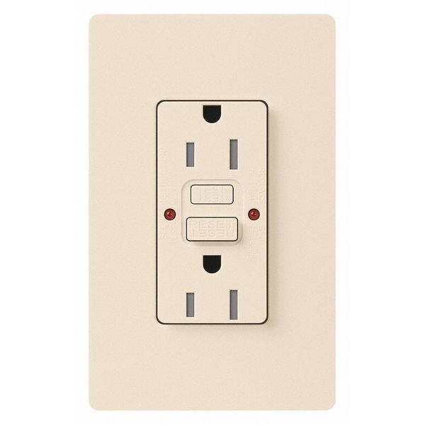 Lutron Tomacorrientes, GFCI, a prueba de manipulaciones, color almendra claro - CAR-15-GFST-LA