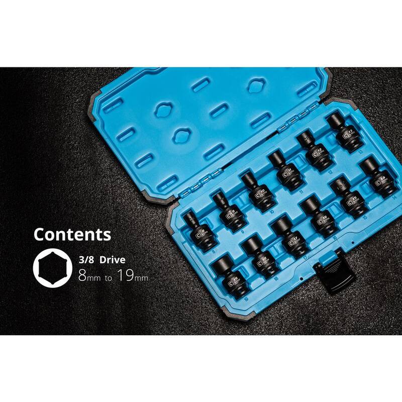 Juego de llaves de impacto métricas universales de 3/8 pulg. Capri Tools (12 piezas) - 5-3340