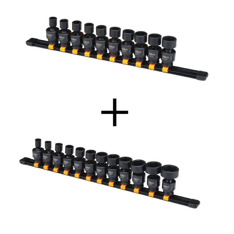 Juego de Vasos de Impacto Métricos DEWALT de 3/8 pulg. (10 piezas) y Juego de Vasos SAE de 3/8 pulg. (12 piezas) - DWMT19226W19228.