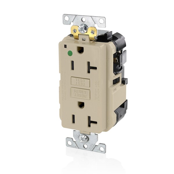 Receptáculo GFCI Leviton, 20A, 125Vac, 5-20R, Marfil - MGFN2-HGI