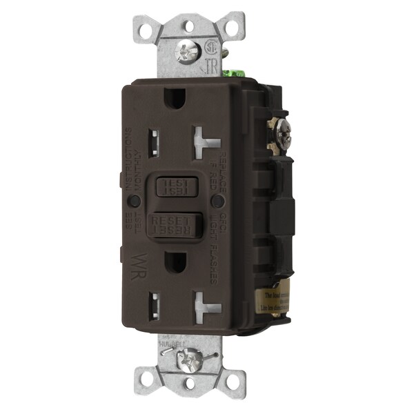 Receptáculo GFCI Autoprueba Heavy Duty Comercial Resistente a Manipulaciones/Resistente a la Intemperie (Ensamblado en EE. UU.), 20A, Café - GFTWRST20U
