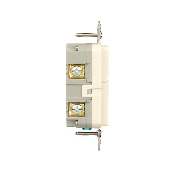 Receptáculo GFCI resistente a manipulaciones Eaton, 125 V, 20 A, NEMA: NEMA 5-20R, cableado posterior y lateral, almendra clara - TRGF20LA