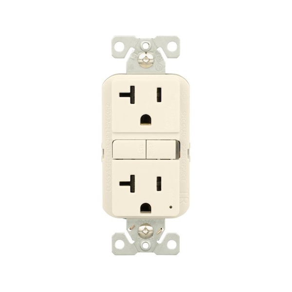 Receptáculo GFCI resistente a manipulaciones Eaton, 125 V, 20 A, NEMA: NEMA 5-20R, cableado posterior y lateral, almendra clara - TRGF20LA