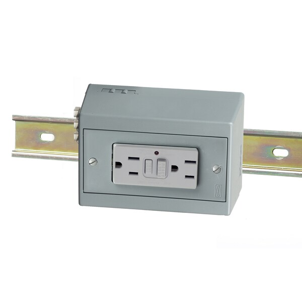 Hubbell Wiring Device-Kellems - Unidad completa GFCI con interruptor de circuito de 5A, horizontal, 1) 15A 125V, 2 polos 3 hilos de conexión a tierra, 5-15R, gris - DRUBGFI15HCB5