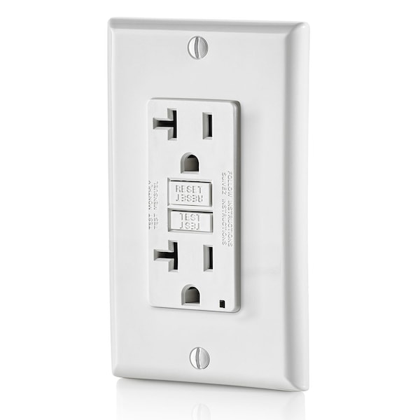 Receptáculo GFCI Leviton, 20A, 125Vac, 5-20R, Blanco - GFTR2-W