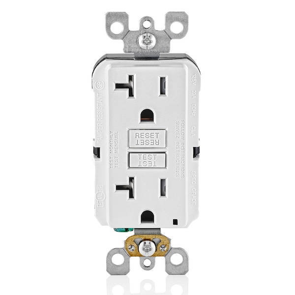 Receptáculo GFCI Leviton, 20A, 125Vac, 5-20R, Blanco - GFTR2-W
