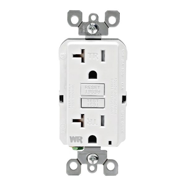 Leviton SmartlockPro 20 amperios 125 V Dúplex Blanco Salida GFCI 5-20R 1 paquete - GFWT2-0KW