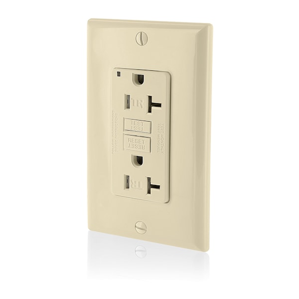 Receptáculo GFCI Leviton, 20A, 125Vac, 5-20R, Marfil - GFTR2-I