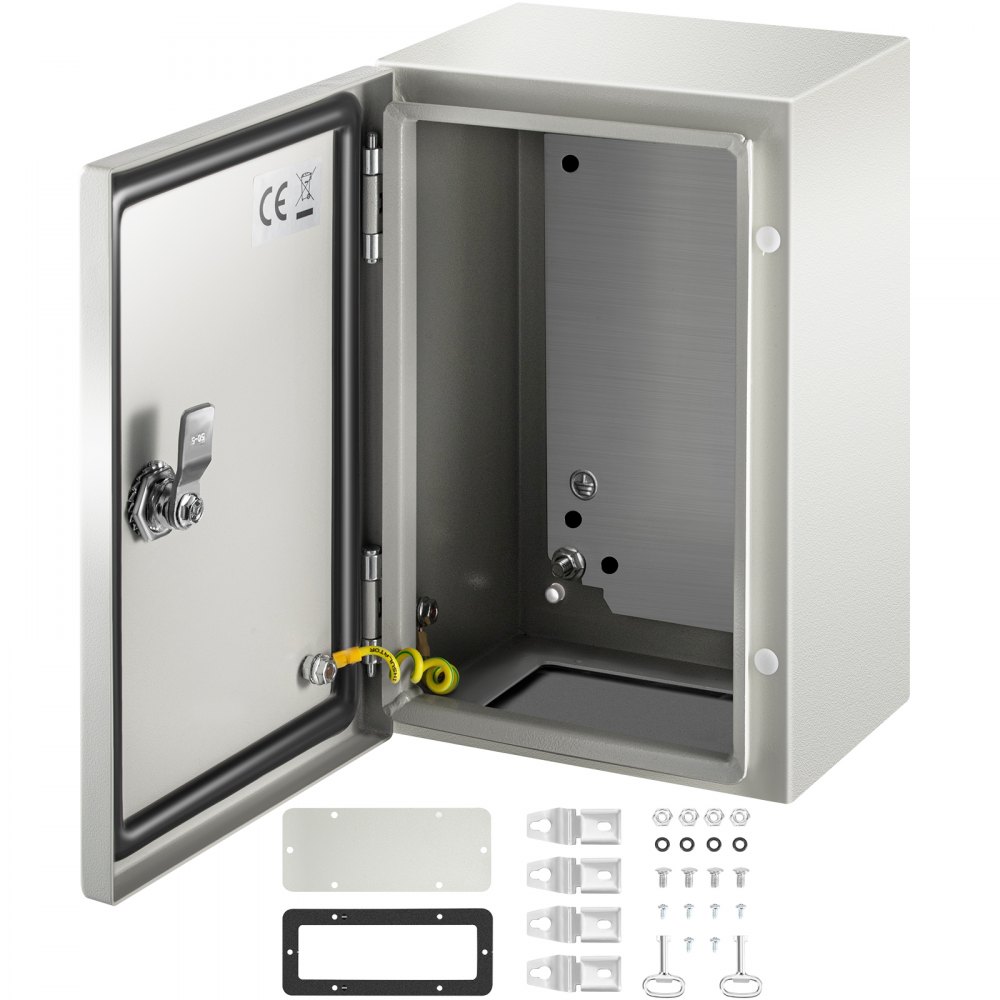 VEVOR NEMA Steel Enclosure ,12 x 8 x 6'' NEMA 4X Steel Electrical Box, IP66 Waterproof & Dustproof, Outdoor/Indoor Electrical Junction Box, with Mounting Plate - DQXJSTCFS30X20X15V0
