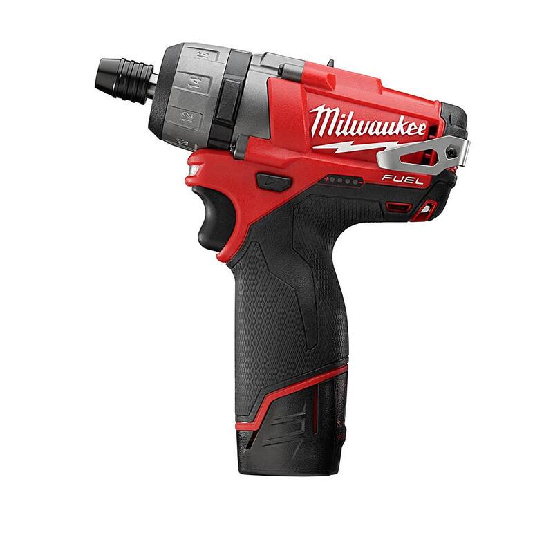 Milwaukee M12 FUEL 12V Destornillador inalámbrico de 1/4 de pulgada con hexagonal de 2 velocidades Kit con paquete de batería M12 de 6.0 Ah - 2402-22-48-11-2460