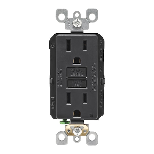 Leviton SmartlockPro Tomacorriente GFCI Duplex Negro de 15 amperios 125 V 5-15R 1 paquete - GFNT1-0KE