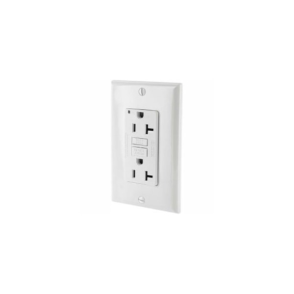 Leviton GFNT2-W 20A SmartlockPro Self-Test GFCI Duplex Recpt, Ind Light, Wire Leads, Blanco - GFNT2-W