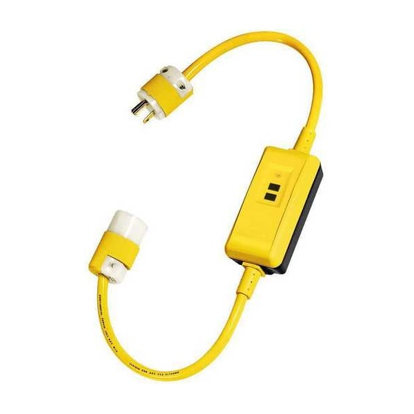 Hubbell Wiring Device-Kellems Circuit Guard® Cable de línea portátil GFCI extra resistente con ajuste manual, 20A, 120V AC, 3', Negro - GFPST3C20M