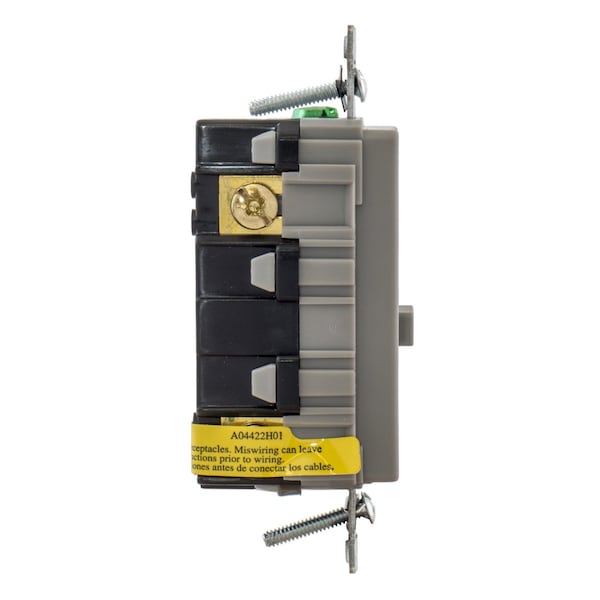 Hubbell Wiring Device-Kellems GFCI Receptacle, 15A, 125VAC, 5-15R, Gray - GFRTW15GRY