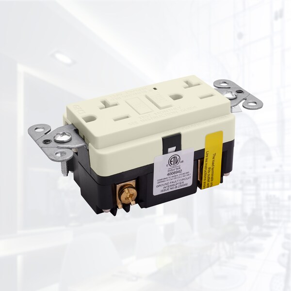 Receptáculo de salida GFCI de auto prueba 20A, Light Almond, PK 10 - GLS-20A-LA-10