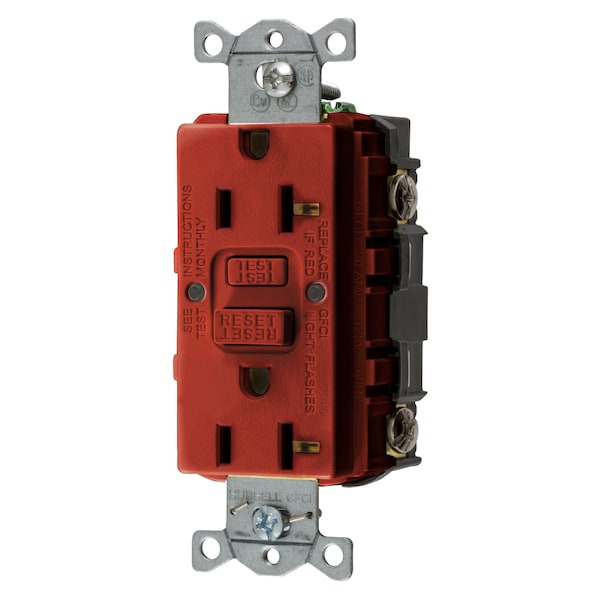 Productos de Protección de Energía de Hubbell Wiring Device-Kellems, Dispositivos de Hoja Recta, Receptáculo, GFCI, Grado Comercial, Auto Prueba, 20A 125V, 2 Polos 3 Cables a Tierra, 5-20R, Producto de EE. UU. - GFRST20RU