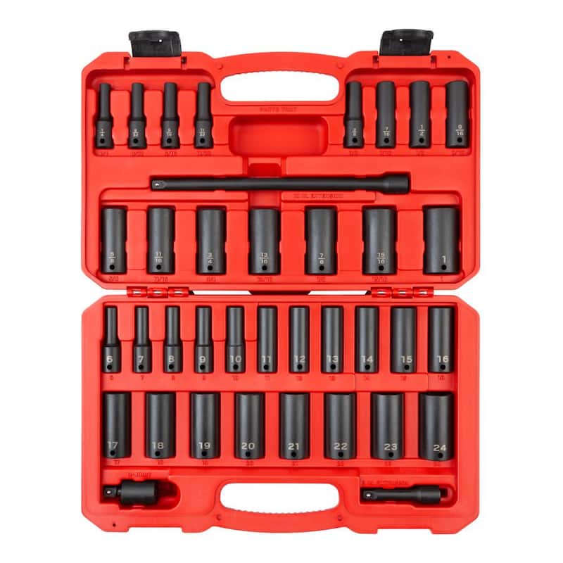 Set de 37 piezas de dados de impacto profundos de 6 puntos TEKTON de 3/8 pulgadas, (1/4 - 1 pulgada, 6 mm - 24 mm) - SID91403.