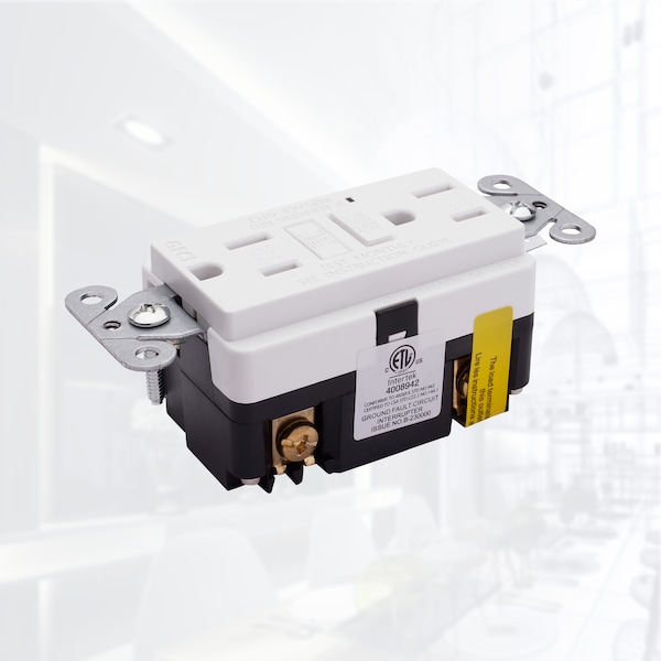 Tomacorriente GFCI con placa de pared, blanco - GLS-15ATR-WH