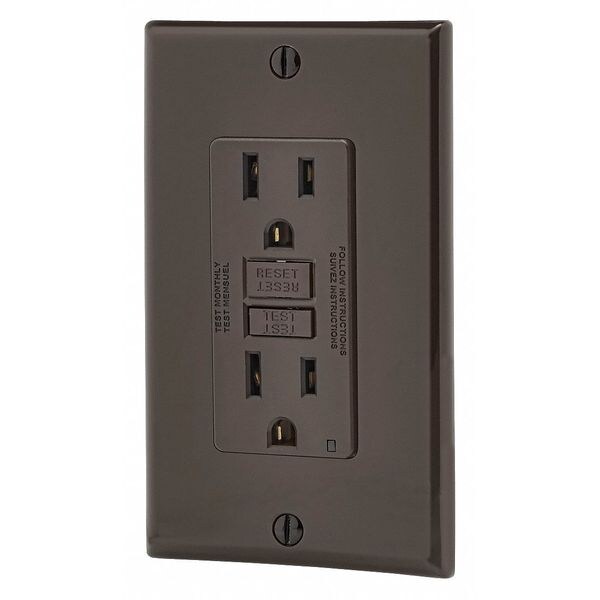 Receptáculo GFCI Leviton, 15A, 125VCA, 5-15R, Marrón - N7599