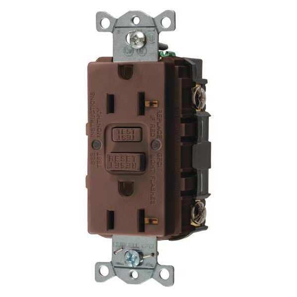 Receptáculo GFCI Hubbell Wiring Device-Kellems, 20A, 125VCA, 5-20R, color café - GFR20