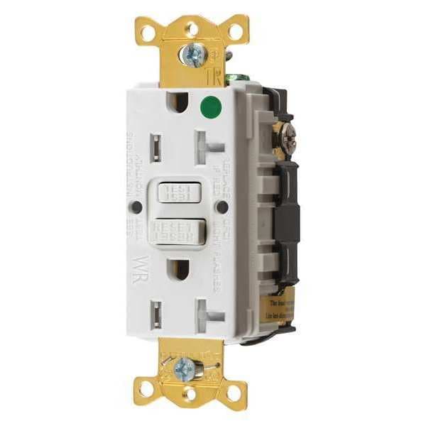 Receptáculo GFCI Hubbell Wiring Device-Kellems, 20A, 125VAC, 5-20R, Blanco - GFRTW83W