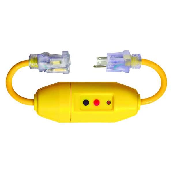 Cable de línea GFCI Power First, 2 pies, amarillo, 15A, 5-15P, 120V - 5YL47