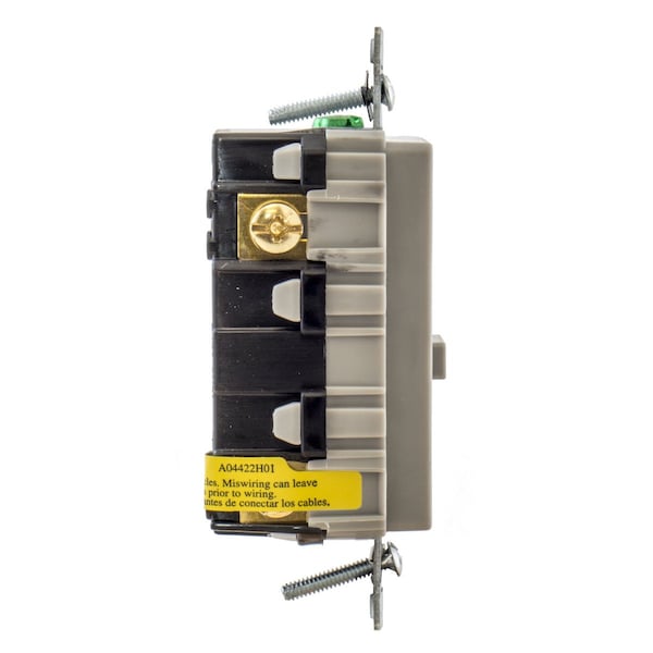Hubbell Wiring Device-Kellems GFCI Receptacle, 15A, 125VAC, 5-15R, Gray - GFR15GRY