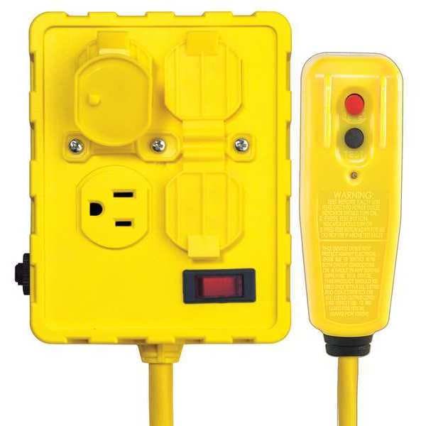 Power First Plg-In GFCI with Cord, 6 ft., Ylw, 15A, 125V - 11X430