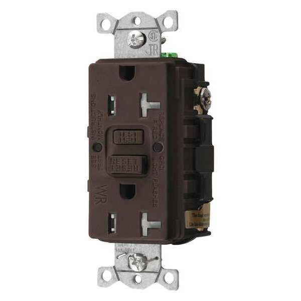 Receptáculo GFCI Hubbell Wiring Device-Kellems, 20A, 125VAC, 5-20R, Marrón - GFRTW20