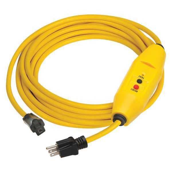 Tower Manufacturing Line Cord GFCI, 50 ft., Ylw, 15A, 5-15P, 125V - 11X434-30438036-01