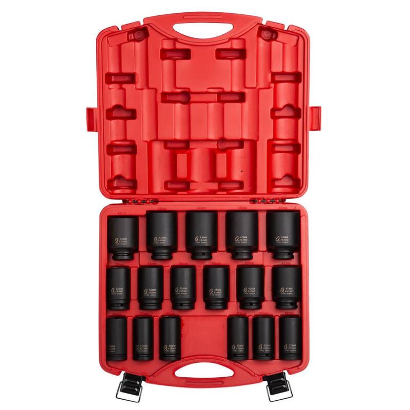 Juego de 17 piezas de dados de impacto métricos profundos de 3/4 de pulgada de SUNEX TOOLS - 4686