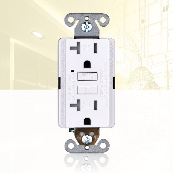 Salida de Receptáculo GFCI de 20A con Autoprueba, Blanco, Paquete de 3 - GLS-20ATR-WH-03