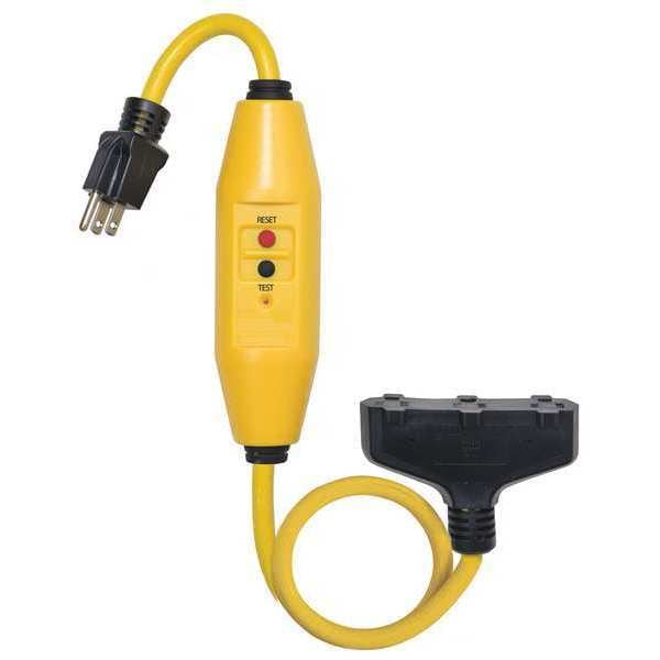 Cable de línea GFCI Power First, 2 pies, amarillo, 15A, 5-15P, 125V - 11X428