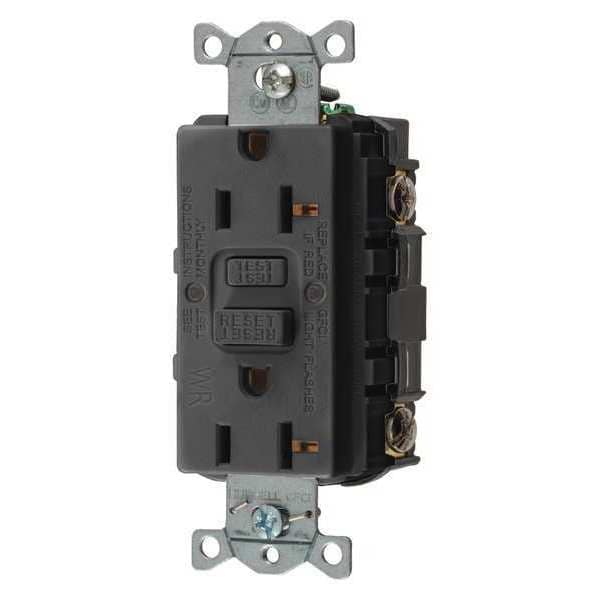 Hubbell Wiring Device-Kellems GFCI Rceptcle, Commer., Blk, 20A, 1 HP - GFRWR20BLK