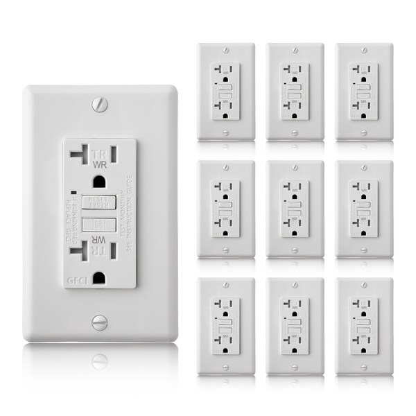 Tomacorriente GFCI de prueba automática 20A TR WR, blanco, paquete de 10 - GLS-20ATRWR-WH-10