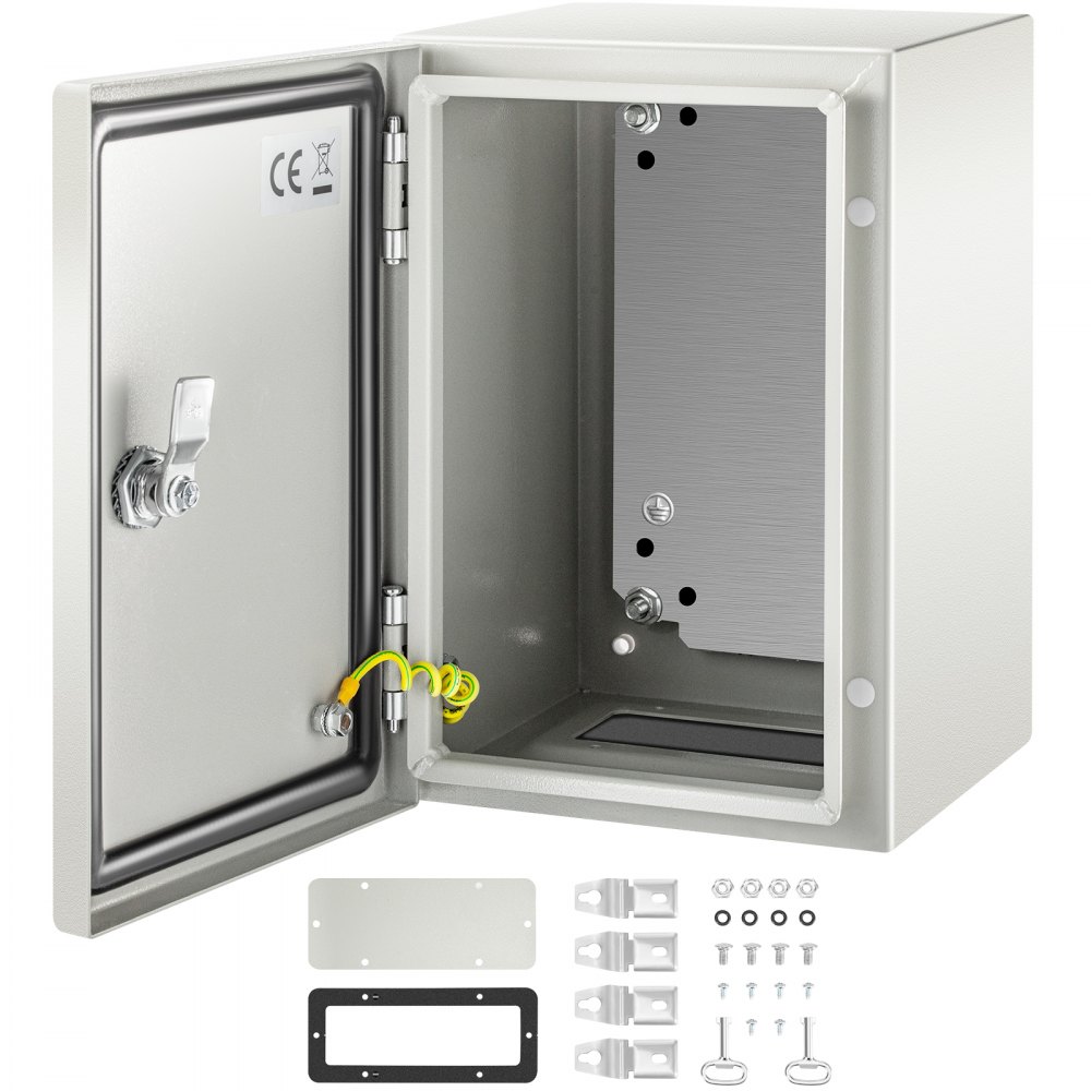 VEVOR NEMA Steel Enclosure, 12 x 8 x 8'' NEMA 4X Steel Electrical Box, IP66 Waterproof & Dustproof Outdoor / Indoor Electrical Junction Box, with Mounting Plate - DQXJSTCFS30X20X20V0