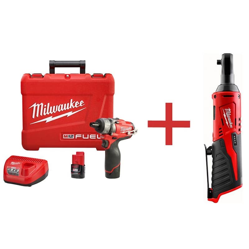 Milwaukee M12 FUEL 12-Volt Lithium-Ion Brushless 1/4 in. Hex Cordless Screwdriver Kit con M12 1/4 in. Ratchet - 2402-22-2456-20

Kit de destornillador inalámbrico Milwaukee M12 FUEL de 12 voltios con tecnología de iones de litio sin escobillas, cabeza de 1/4 de pulgada y trinquete M12 de 1/4 de pulgada - 2402-22-2456-20