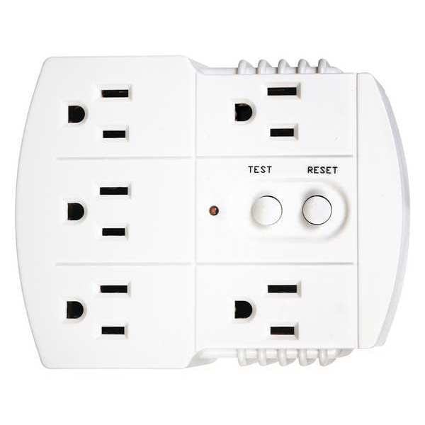 Power First Enchufe GFCI de Conexión, Blanco, 15A, 5-15P, Interior, 125VAC - 11X433