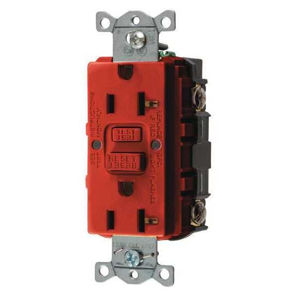 Receptáculo GFCI Hubbell Wiring Device-Kellems, 15A, 125VAC, 5-15R, Rojo - GFR15R