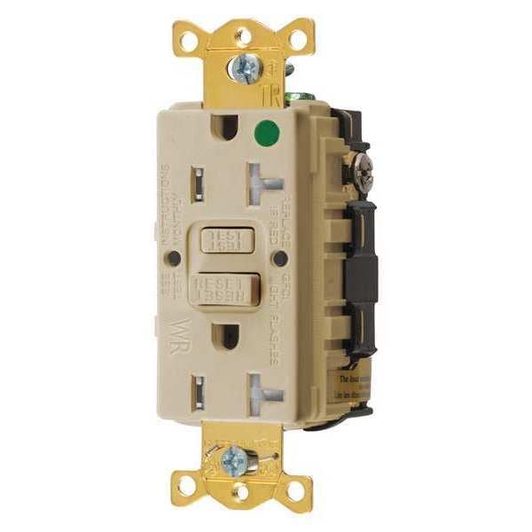 Receptáculo GFCI Hubbell Wiring Device-Kellems, 20A, 125VAC, 5-20R, Marfil - GFRTW83I
