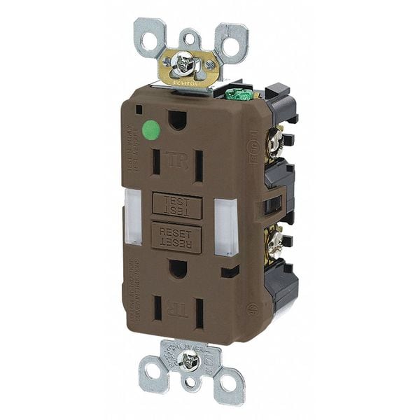 Leviton Receptáculo, Café, 15 A, GFCI, 2 Polos 3 Alambres, Negro;Silla, 1 Pieza - GFNL1-HG