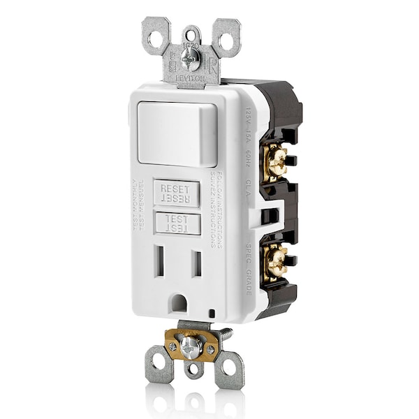 Interruptor Leviton, Receptáculo GFCI, 125Vca, 5-15R - GFSW1-W
