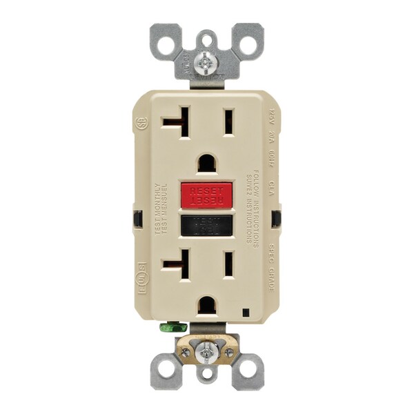 Leviton SmartlockPro 20 amperios 125 V Dúplex Marfil Salida de GFCI 5-20R 1 paquete - GFNT2-0RI